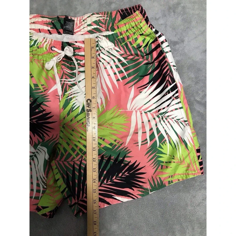 City Streets Board Shorts Mens Extra Large Palm Leaves Surf Swim Beach Trunks XL